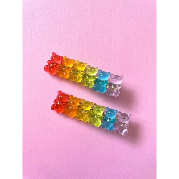 Accessories - Gummy Bear Hair Clip Candy Rainbow Colour Hair Barrette For Girls